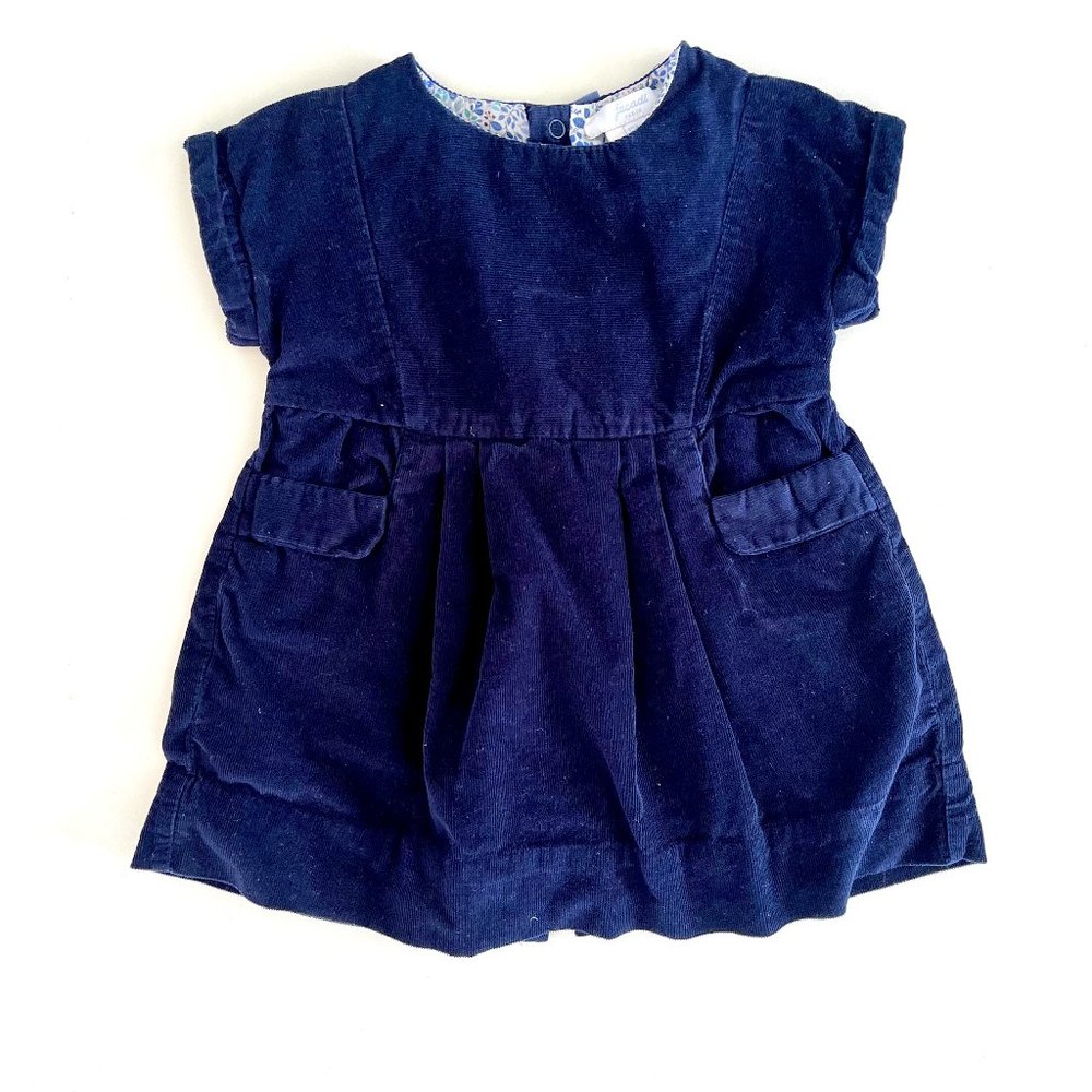 Excellent Condition Jacadi X Liberty of London Navy Corduroy Dress Girls 12M
